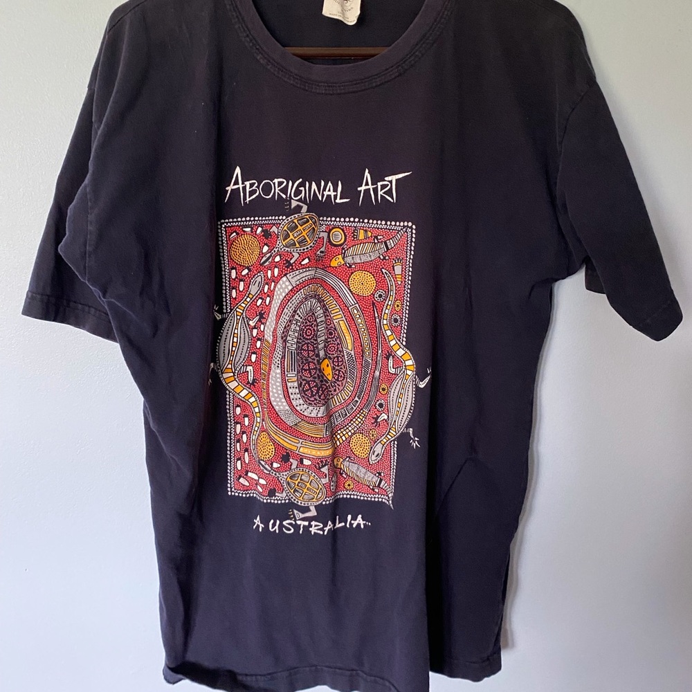 Aboriginal art t-shirt navy good used condition no damage of any kind sz XXL